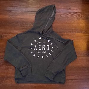 Grey and white Aeropostal hoodie, youth medium, good as new
